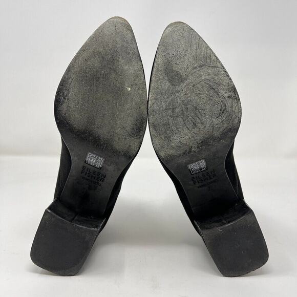 Eileen Fisher Bento Suede Ankle Block Heel Boots Booties Women’s Size 7 Black - Picture 10 of 12